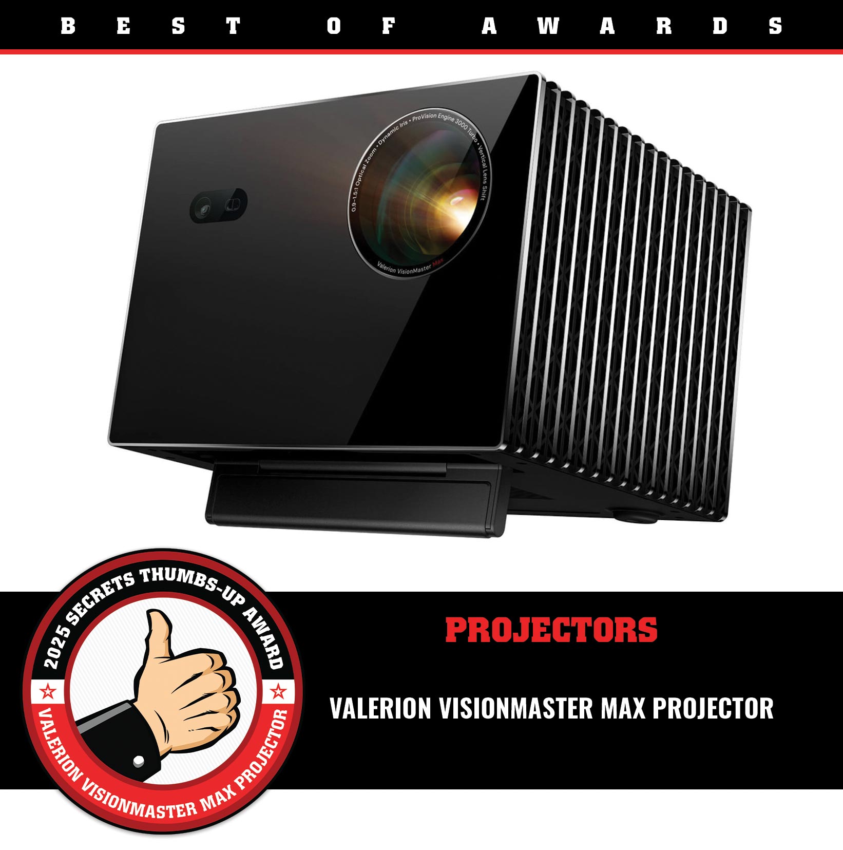 Valerion VisionMaster Max Projector Thumbs-Up Award