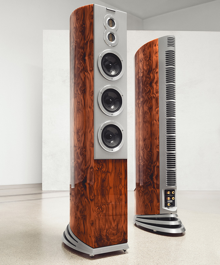 Audiovector R 10 Arreté Loudspeakers Front and Rear Angle View