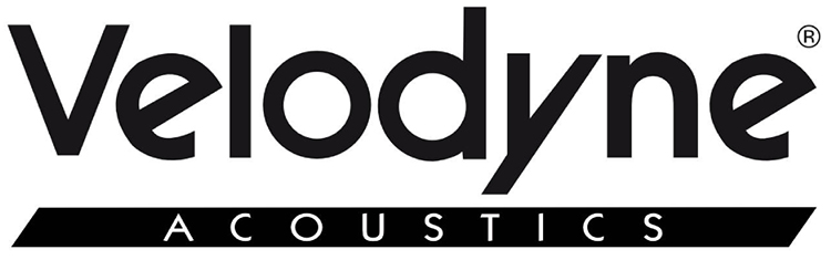 Velodyne Acoustics logo in black with a registered trademark letter R symbol