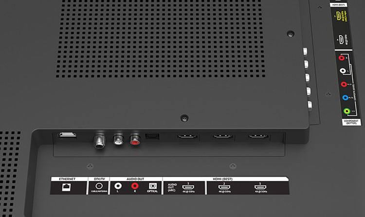 Vizio D65u-D2 65” Ultra HD TV - Rear Panel Inputs