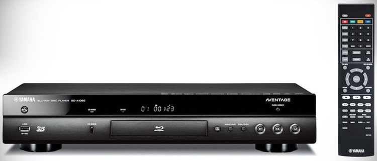 Yamaha BD-A1060 Blu-ray Player Front View With Remote