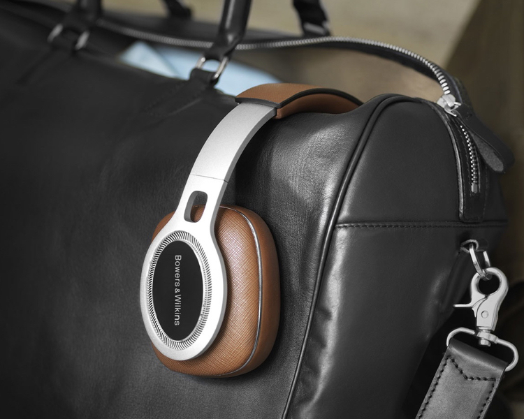B&W P9 Signature Headphones on bag