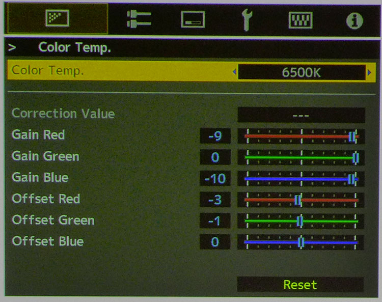 JVC DLA-RS4500 4K Projector Projector Picture Menu 4