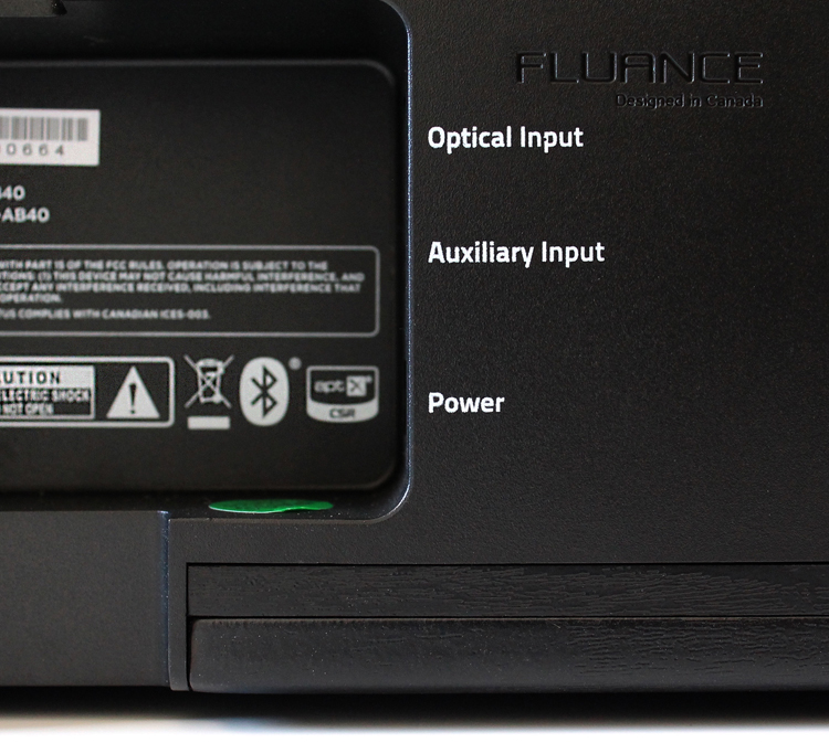 Fluance AB40 High Performance Soundbase Home Theater System inputs
