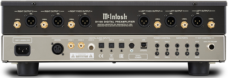 McIntosh D1100 2-Channel Digital Preamplifier - Rear Panel