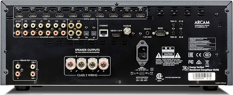 Arcam SR250 Stereo AV Receiver Back Panel