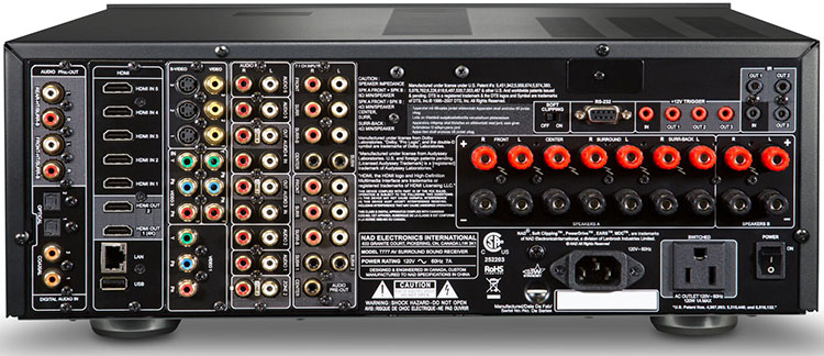 NAD T 777 V3 AV Surround Sound Receiver Back Panel