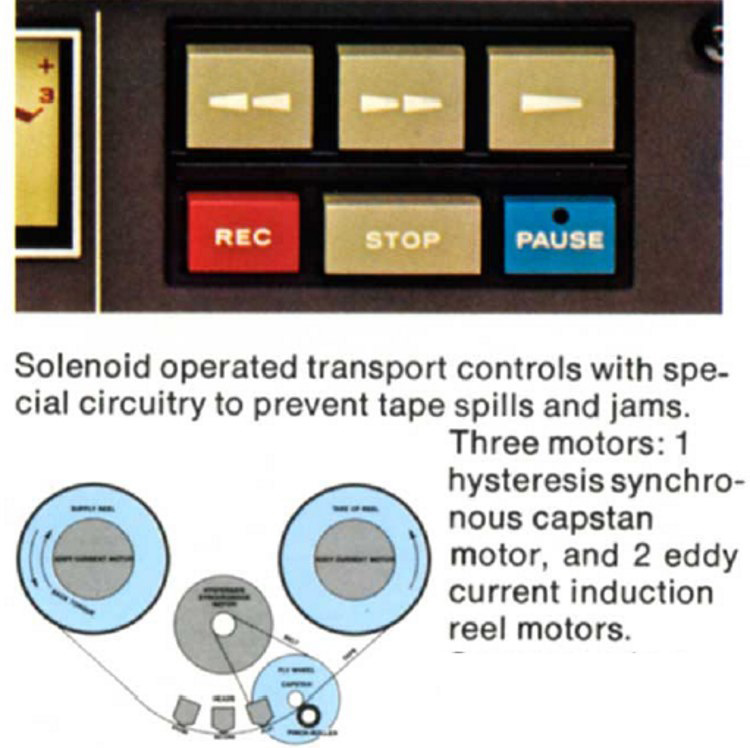 Teac brochure shows three-motor deck with logic control