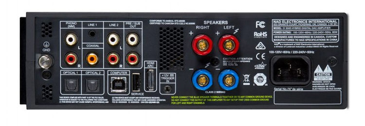 NAD D 3045 Hybrid Digital Amplifier Back Panel