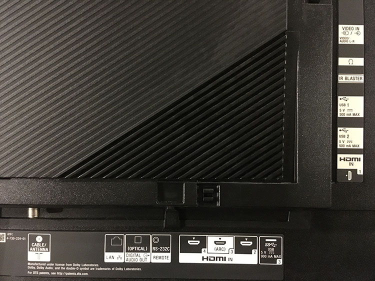 Sony XBR-65Z9F Ultra HD TV Inputs