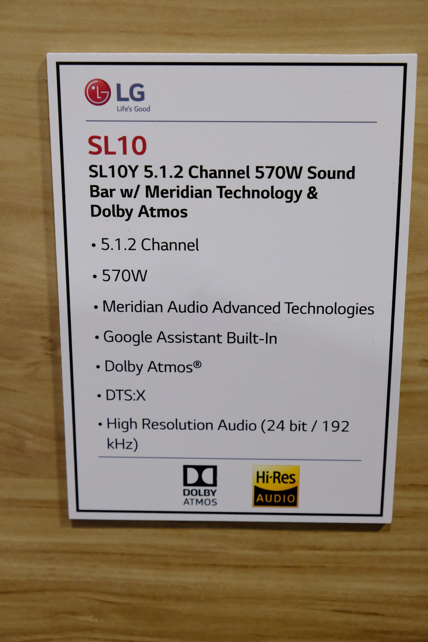 LG SL10Y 5.1.2 Channel 570W Sound Bar Specs