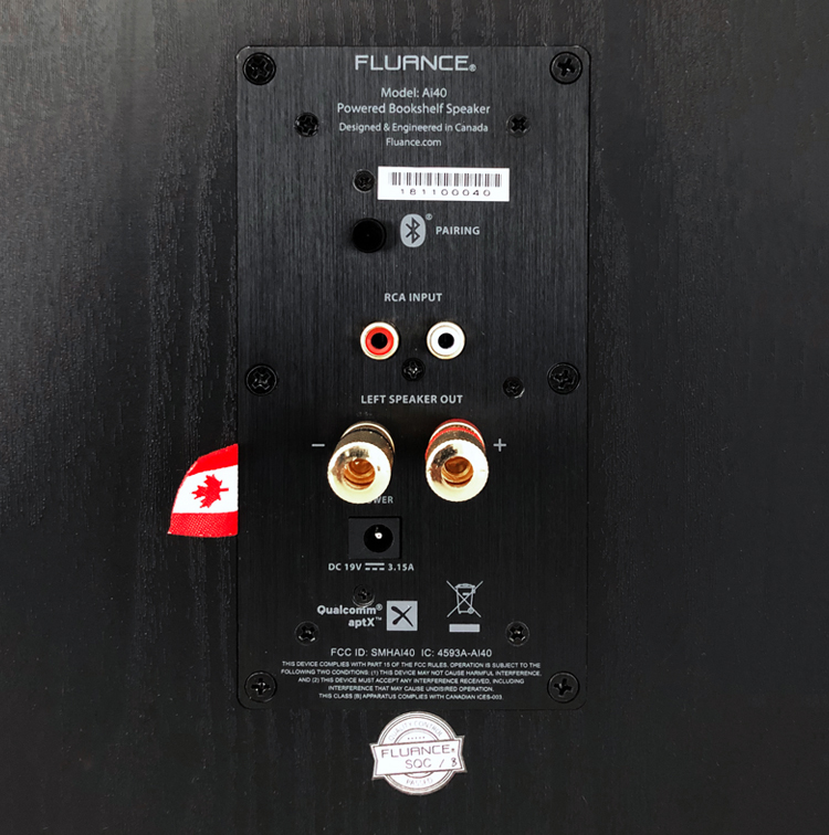 Fluance Ai40 Powered Bookshelf Speakers Back Closeup