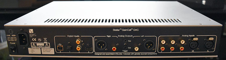 PS Audio Stellar GainCell Preamp/DAC rear panel