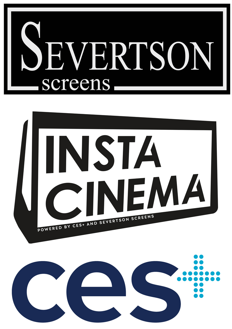 Severtson Screens, Insta Cinema, and CES+ Logos