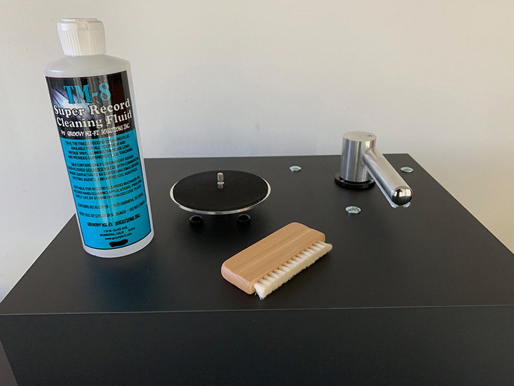 Pro-ject VC-S MKII Record Cleaning Machine and Groovy Hi-Fi Cleaning Fluid Closeup