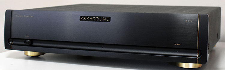 Parasound A23+ front view – black finish