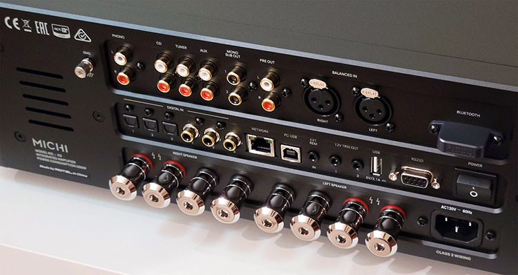 Michi X3 integrated amplifier rear
