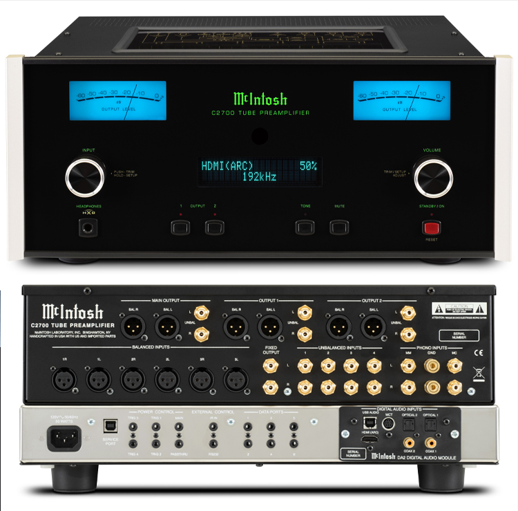 McIntosh C2700 2-Channel Vacuum Tube Preamplifier Front and Back