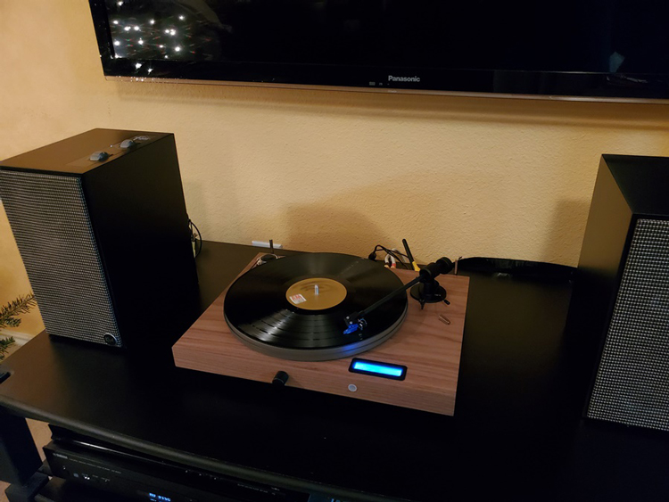 Klipsch Fives With Turntable Playing Record