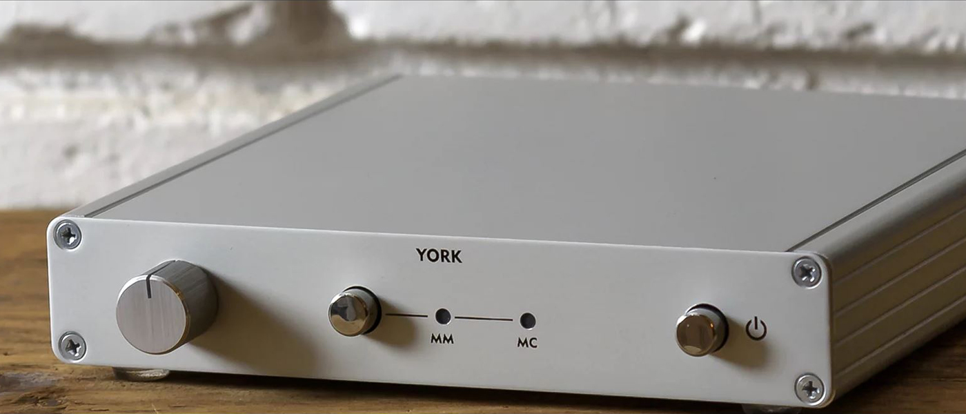 Six Acoustic York Phono Preamp on desk