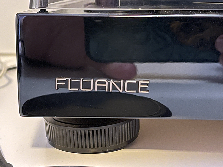 Fluance logo on Turntable
