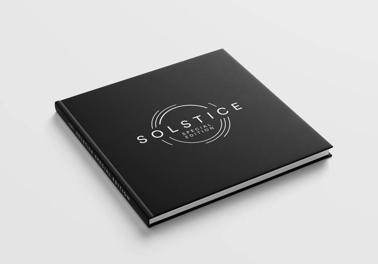 Product image of the Solstice Special Edition Book with a square black cover and a white Solstice logo