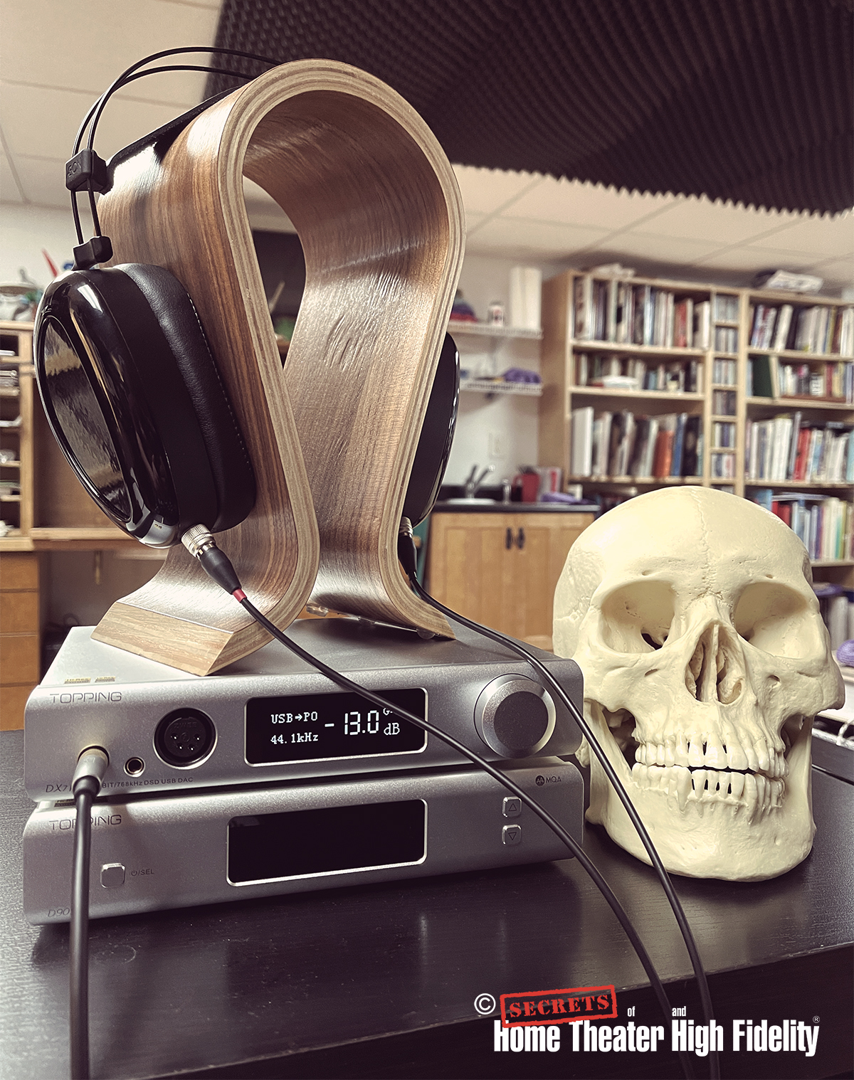 Dan Clark Audio Aeon 2 Noire Headphones and skull