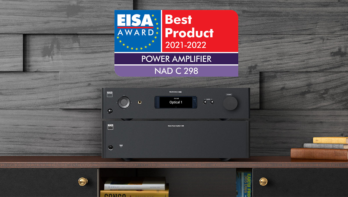 NAD Electronics’ C 298 Power Amplifier on a desk