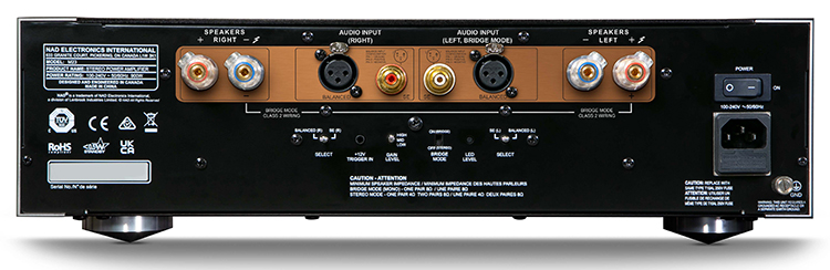 NAD M23 Hybrid Digital Stereo Power Amplifier Rear Panel View Figure 2