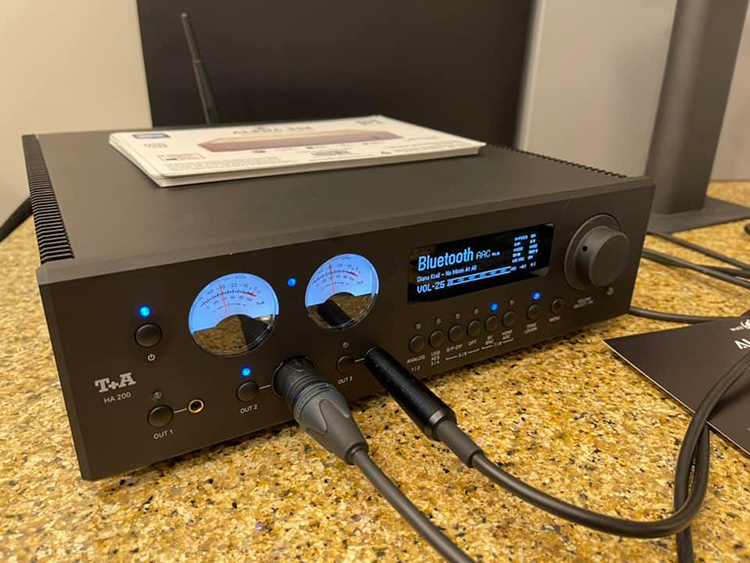 Closeup view of a product display unveiling through German brand T+A at Florida Audio Expo 2022