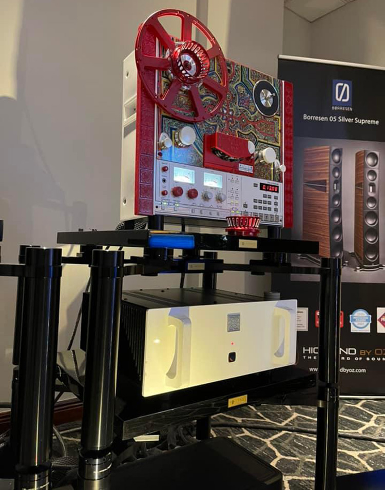 Middle view of a product display setup through Audio distributor High End by Oz at Florida Audio Expo 2022