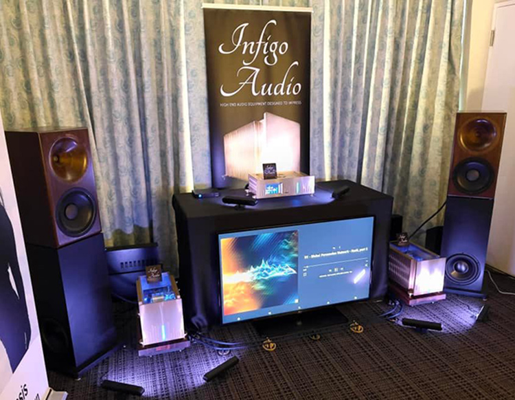 Infigo Audio setup display at Florida Audio Expo 2022