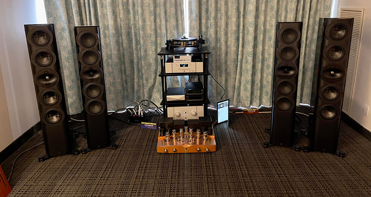 Snapshot of a product collection lineup by Perlisten Audio at Florida Audio Expo 2022