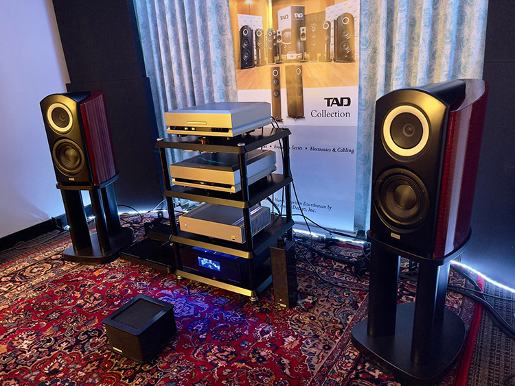TAD Equipment Collection located inside Pro Audio Design Inc. room at Florida Audio Expo 2022