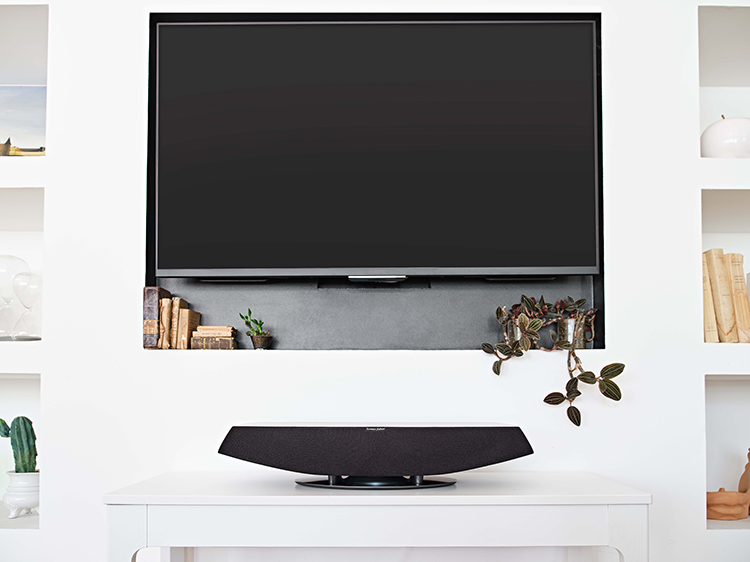 Sonus faber Omnia Wireless Speaker Graphite Color below TV Figure 3