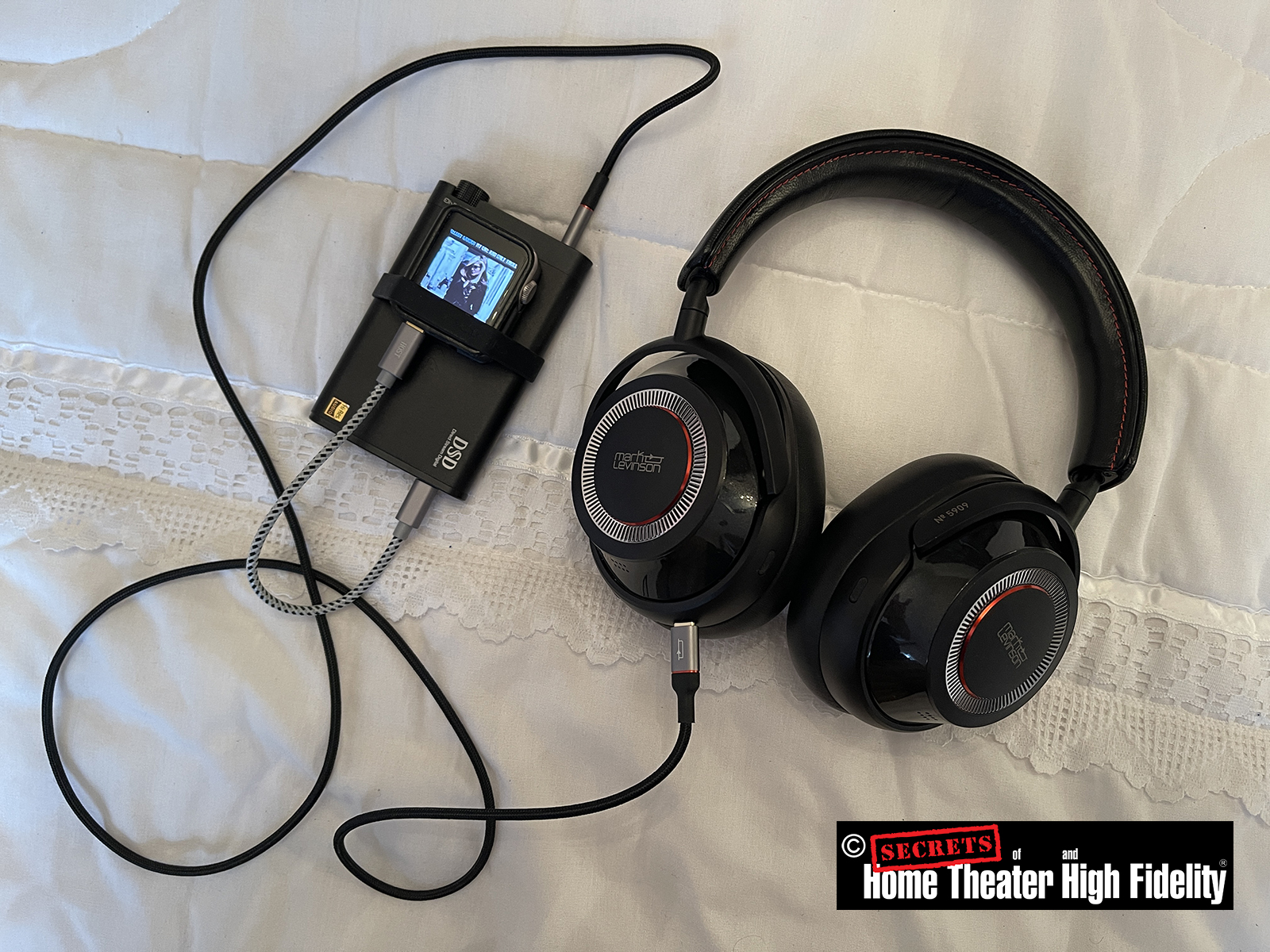 Mark Levinson No. 5909 Wireless Noise Canceling Bluetooth Headphones in use
