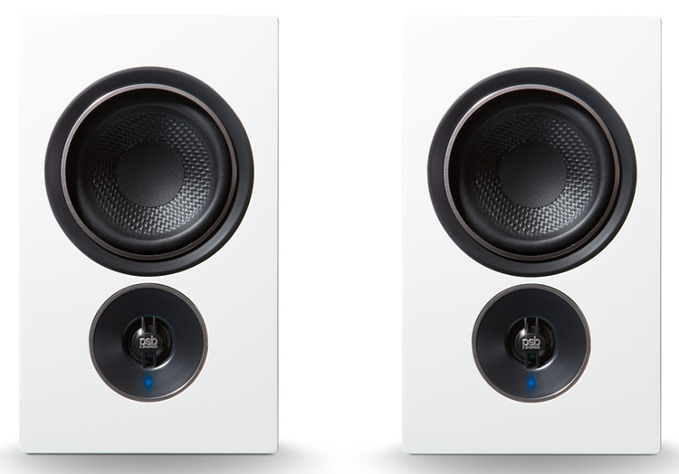 PSB Speakers Alpha iQ Streaming Powered/Wireless Bookshelf Speakers with BluOS (Satin White Finish) Front View