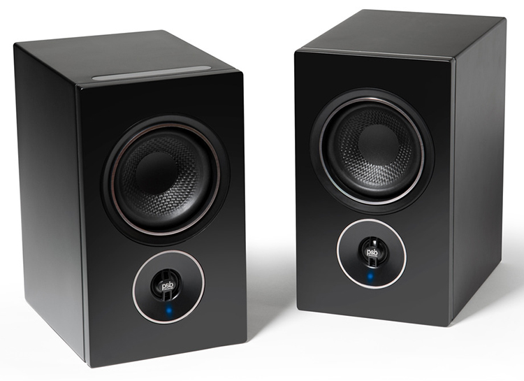 PSB Speakers Alpha iQ Streaming Powered/Wireless Bookshelf Speakers with BluOS (Satin Black Finish) Top View