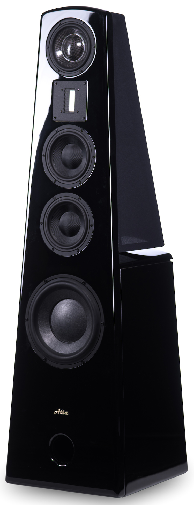 Alta Audio Titanium Hestia II Floorstanding Tower Speaker Piano Black Finish Angle View