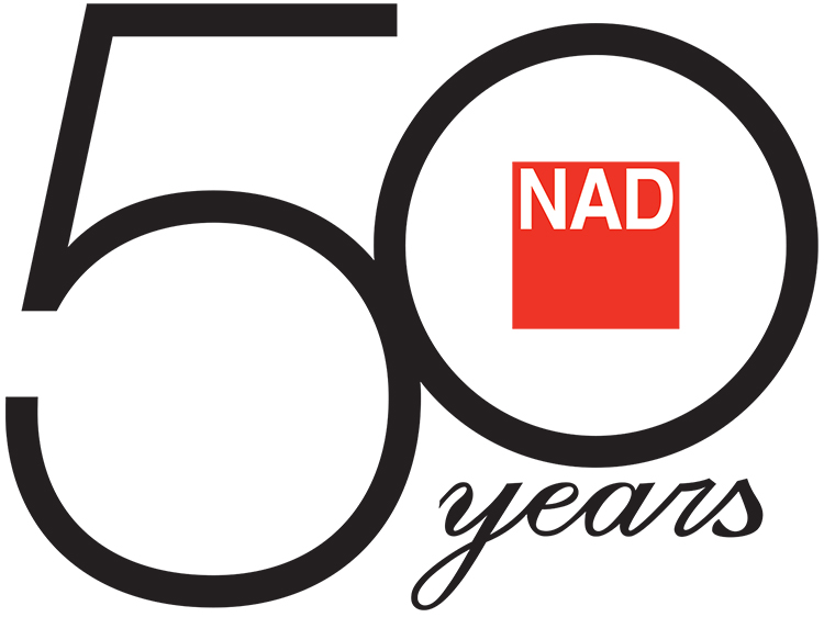 NAD Electronics 50th anniversary logo