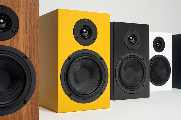 Pro-Ject Speaker Box 5 S2 Bookshelf Speakers in Walnut, Yellow, Black, White, and Blue  Finishes