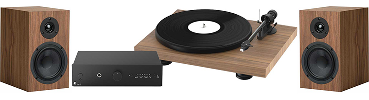 Pro-Ject Colorful Audio Complete Turntable-Based System Walnut Finish