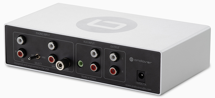 Andover Audio SpinStage Phono Preamp Rear Angle View