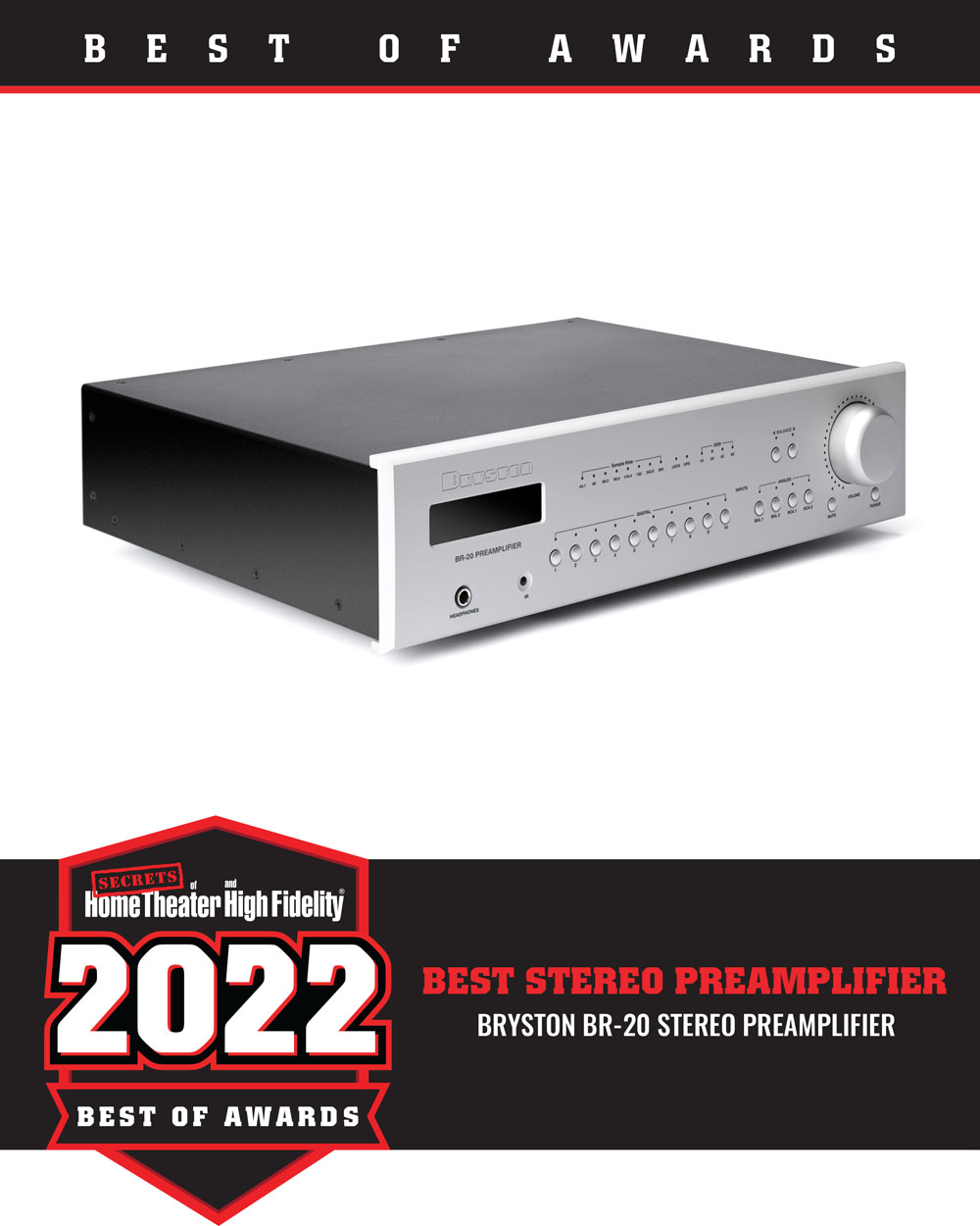 Bryston BR-20 Stereo Preamplifier Best of 2022 Award