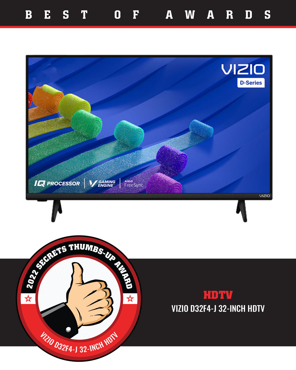 VIZIO D32f4-J 32-inch HDTV Best of 2022 Award