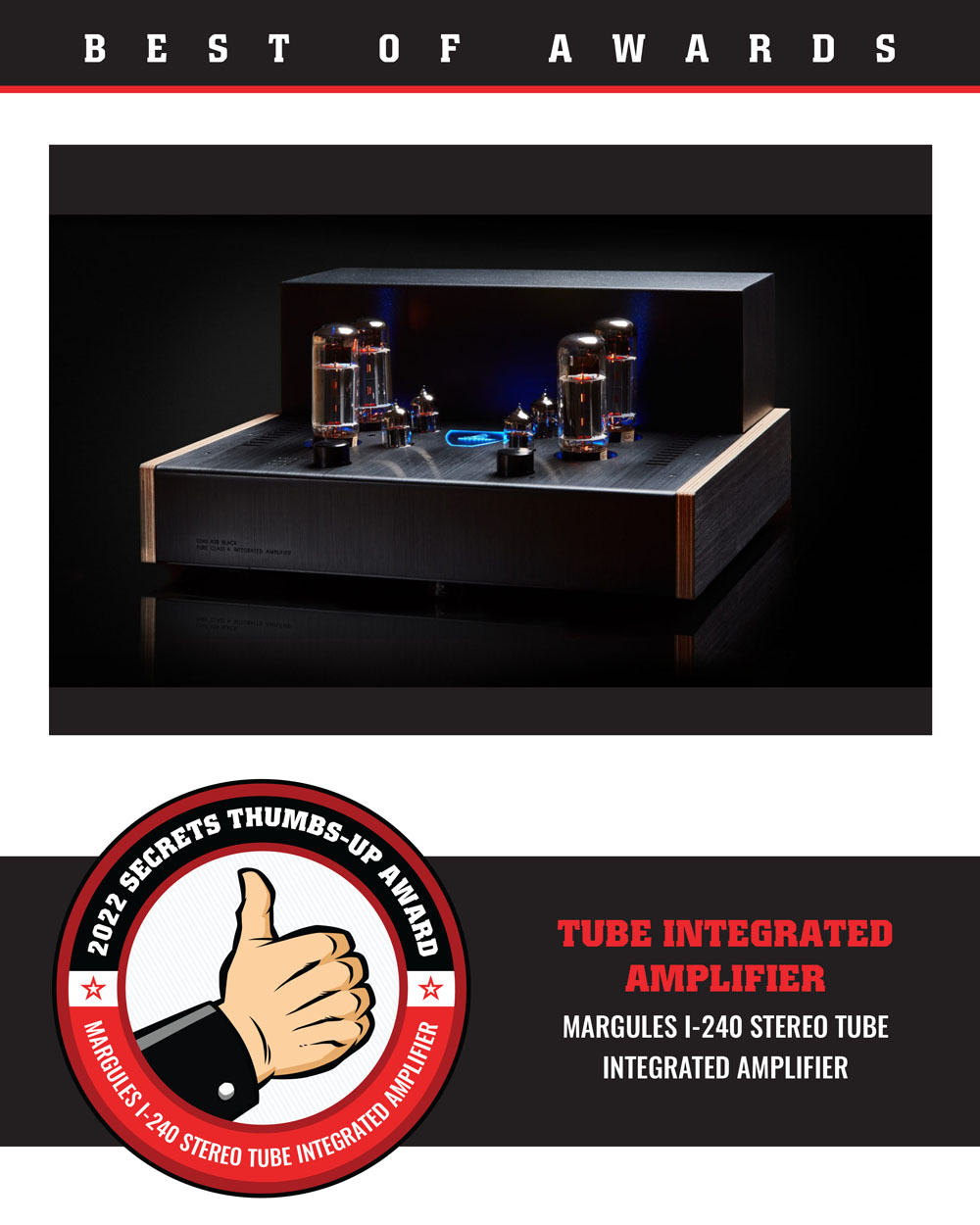 Margules i-240 Stereo Tube Integrated Amplifier Best of 2022 Award
