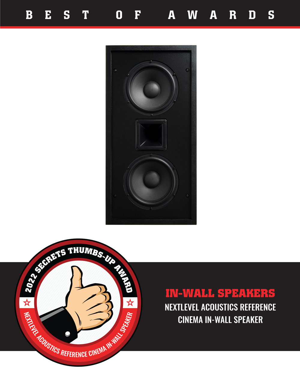 NextLevel Acoustics Reference Cinema In-Wall Speaker Best of 2022 Award