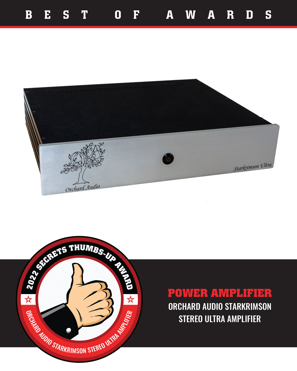 Orchard Audio Starkrimson Stereo Ultra Amplifier Best of 2022 Award