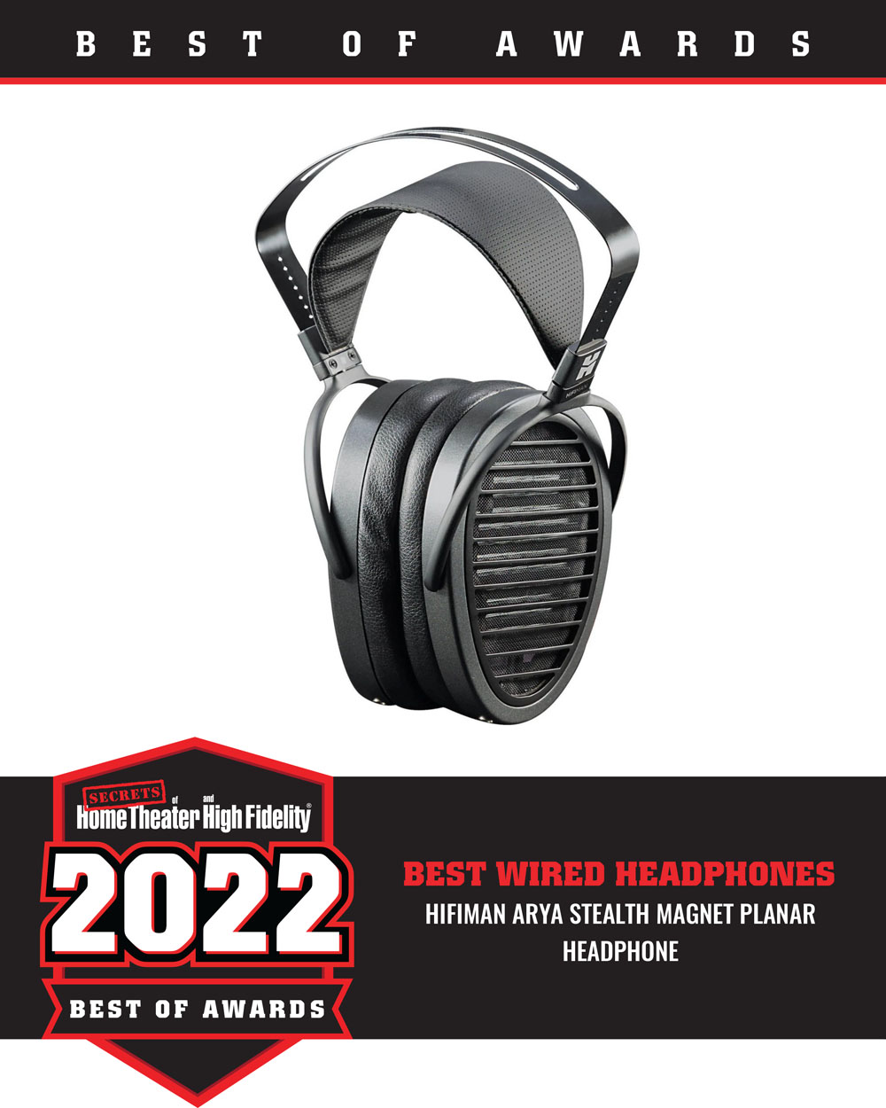HIFIMAN Arya Stealth Magnet Planar Headphone Best of 2022 Award