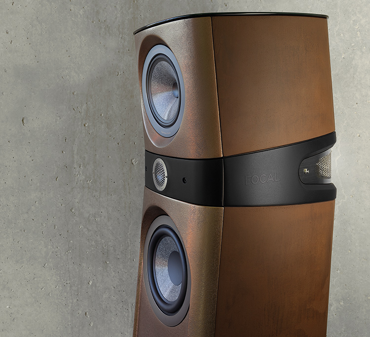Focal Sopra N°2 Loudspeaker Brown Concrete Finish (without grille) Side View